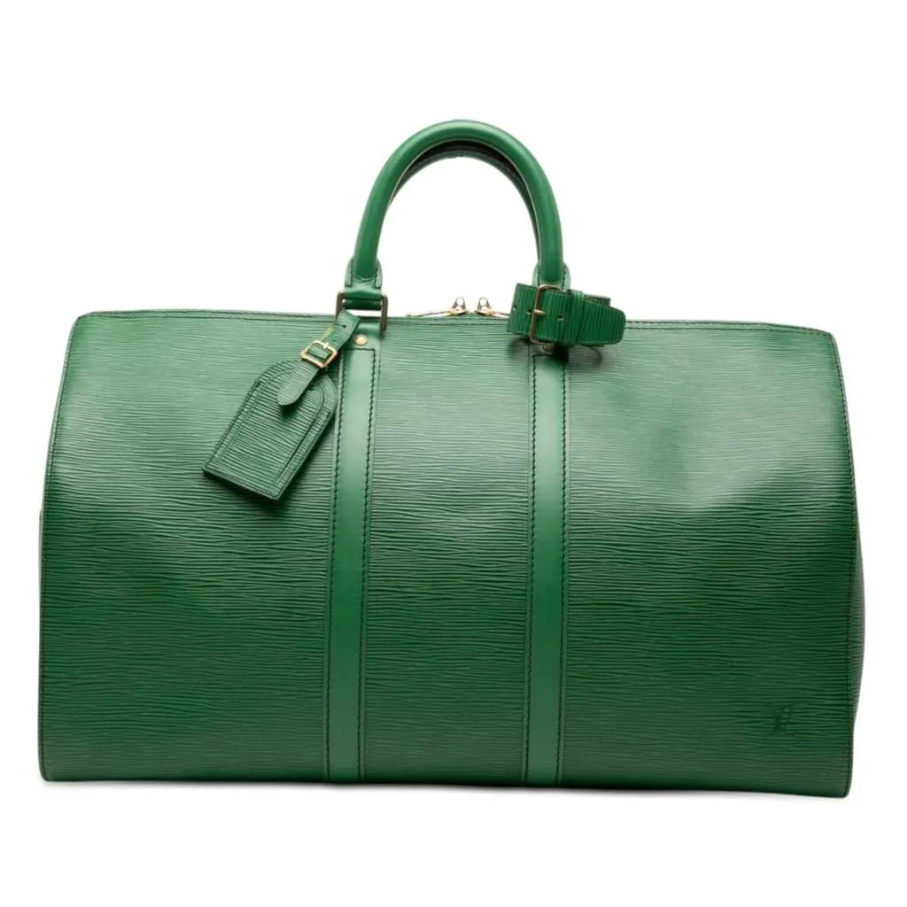 Louis Vuitton Epi Keepall 45 Green Leather Good - Front View