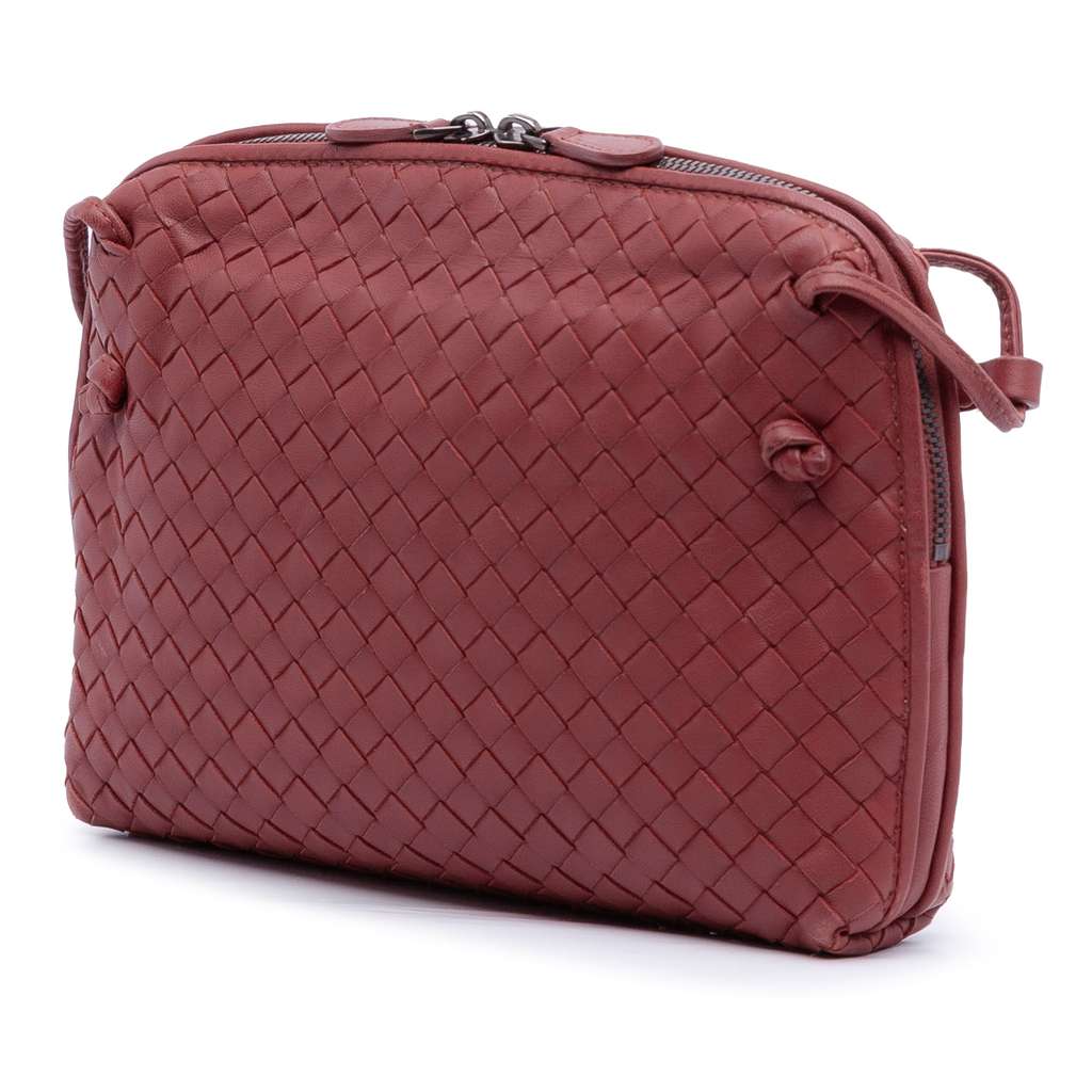 Bottega Veneta Nappa Intrecciato Nodini Crossbody Red Leather Good condition - Back View