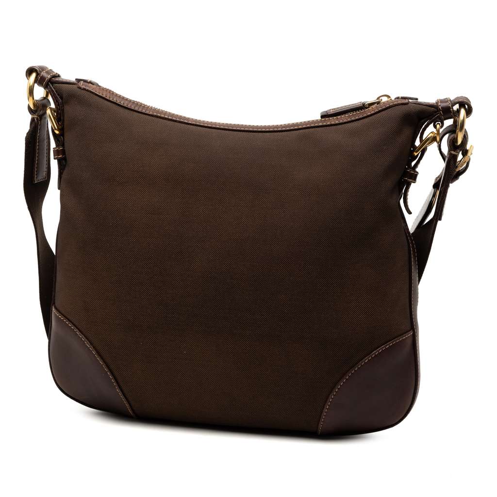 Prada Canvas Canapa Logo Crossbody Brown Canvas Good condition - Back View