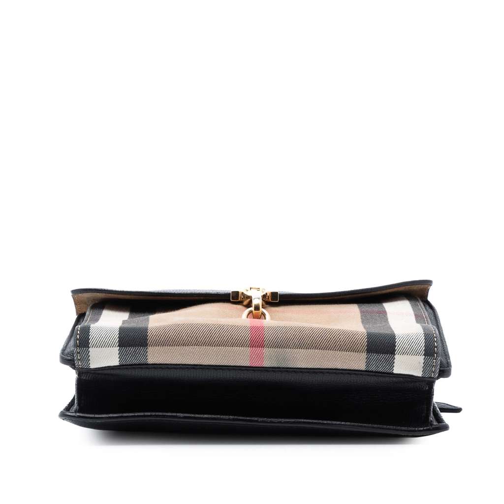 Burberry Small Leather and House Check Canvas Derby Macken Crossbody Black Leather Good condition - Inside View