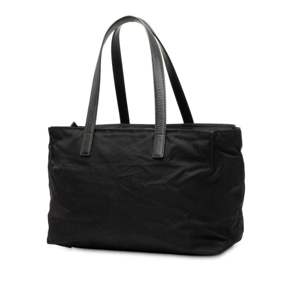 Prada Saffiano Trimmed Tessuto Tote Black Good condition - Back View
