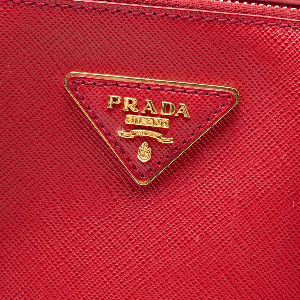 Prada Small Saffiano Lux Galleria Double Zip Satchel Red Leather Good condition - Box View