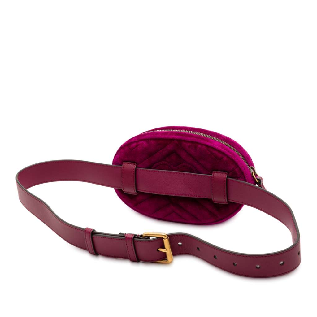 Gucci GG Marmont Matelasse Velvet Belt Bag Purple Velvet Good condition - Back View