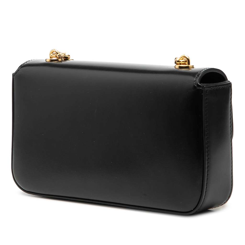 Celine Smooth Calfskin Cuir Triomphe Chain Shoulder Bag Black Leather Good condition - Back View