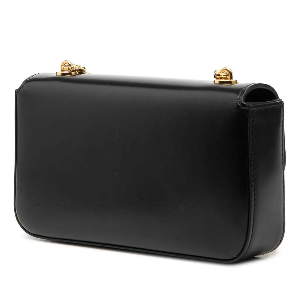 Celine Smooth Calfskin Cuir Triomphe Chain Shoulder Bag Black Leather Very good - Back View