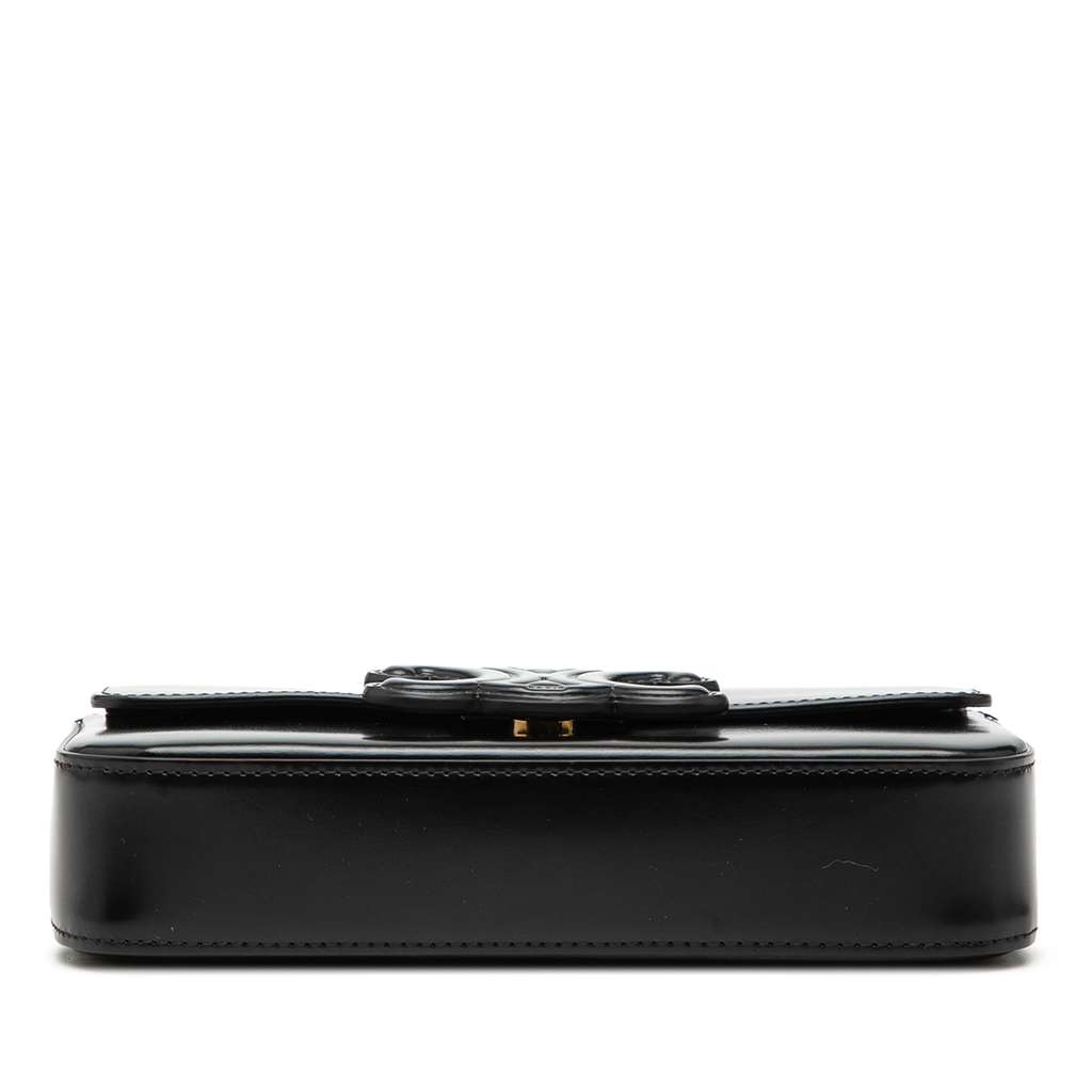 Celine Smooth Calfskin Cuir Triomphe Chain Shoulder Bag Black Leather Good condition - Inside View