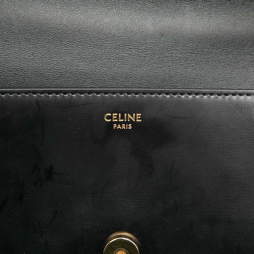Celine Smooth Calfskin Cuir Triomphe Chain Shoulder Bag Black Leather Very good - Box View