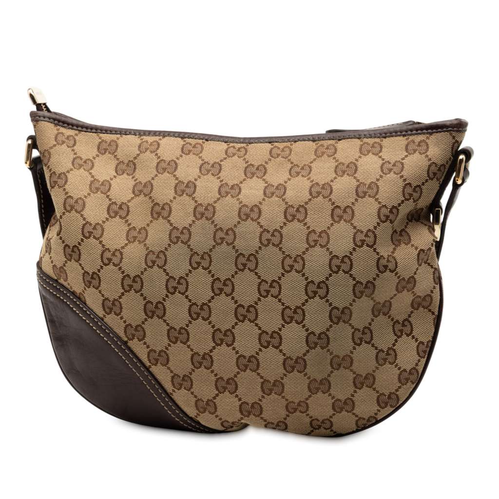 Gucci Medium GG Canvas New Britt Half Moon Crossbody Brown Canvas Good condition - Back View