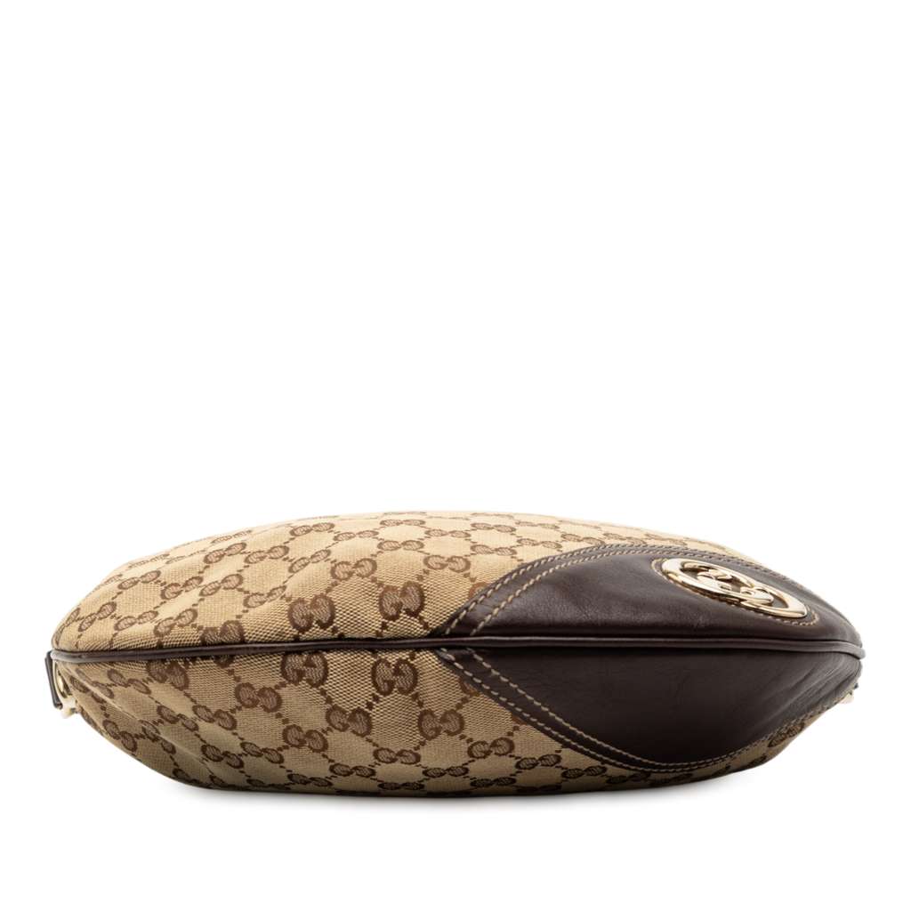 Gucci Medium GG Canvas New Britt Half Moon Crossbody Brown Canvas Good condition - Inside View