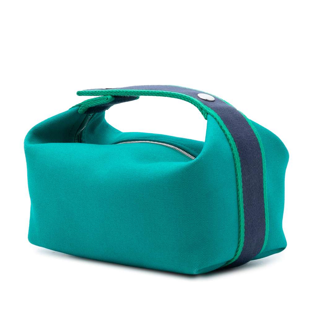 Hermès Small Canvas Bride A Brac Case Blue Canvas Good condition - Back View