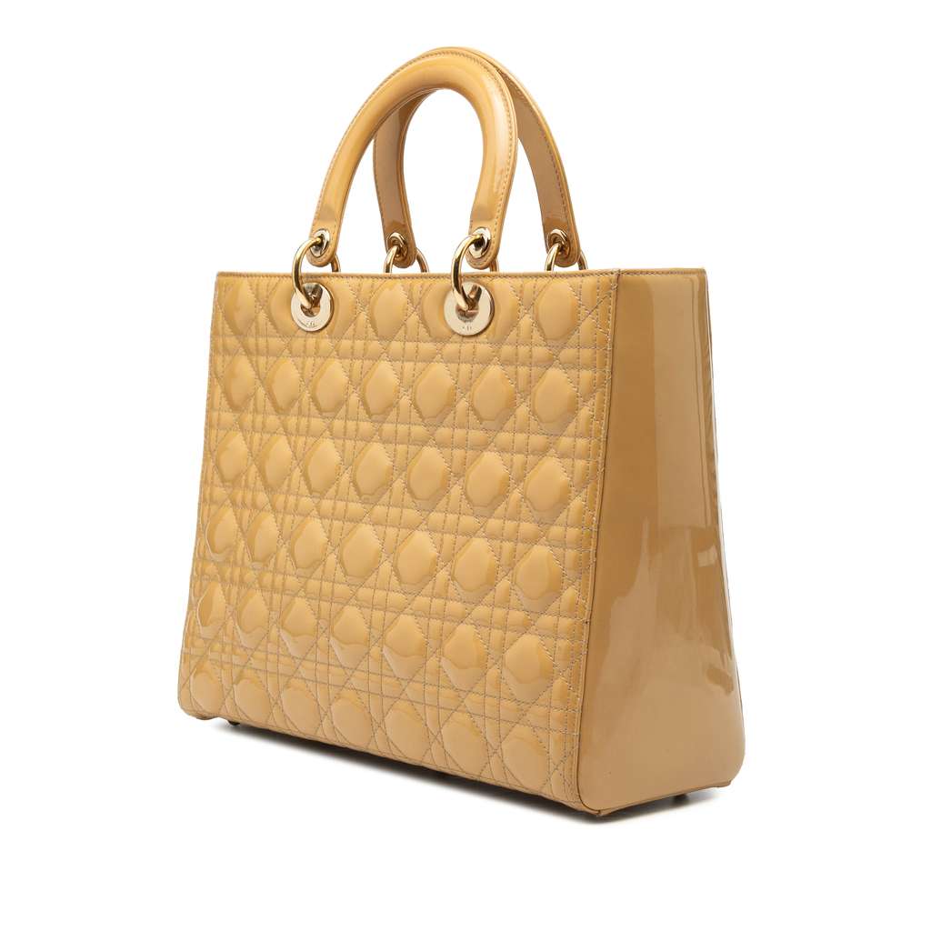 Dior Large Patent Cannage Lady Dior Brown Leather Good condition - Back View