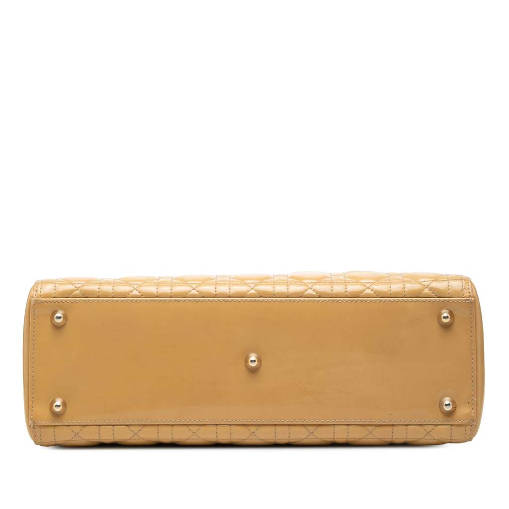 Dior Large Patent Cannage Lady Dior Brown Leather Good condition - Inside View