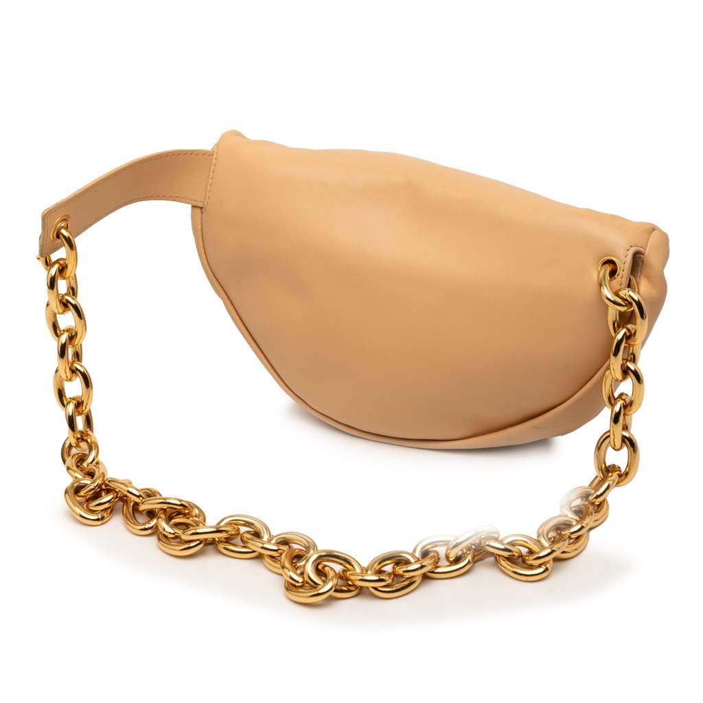 Bottega Veneta Lambskin Belt Chain Pouch Brown Leather Good condition - Back View