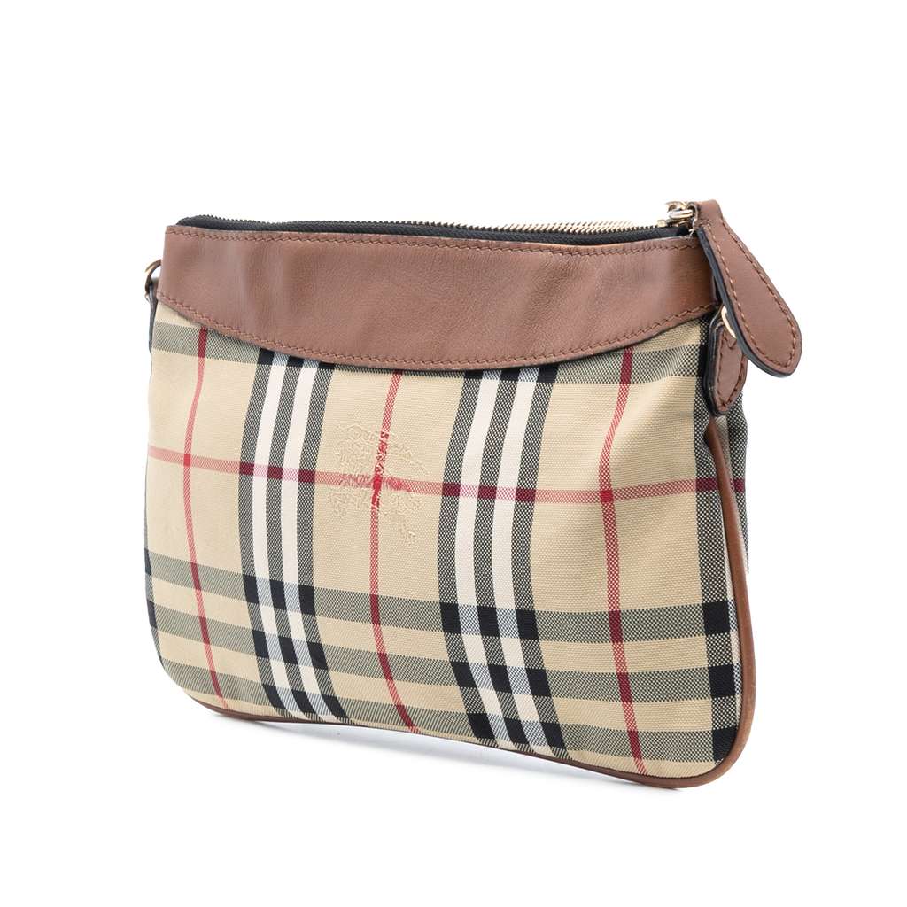 Burberry Haymarket Check Canvas Peyton Crossbody Brown Canvas Good condition - Back View