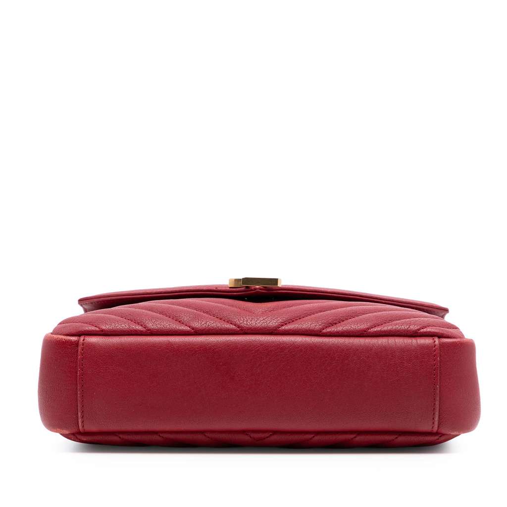 Saint Laurent Medium Chevron Sheepskin Monogram College Satchel Red Leather Good condition - Inside View