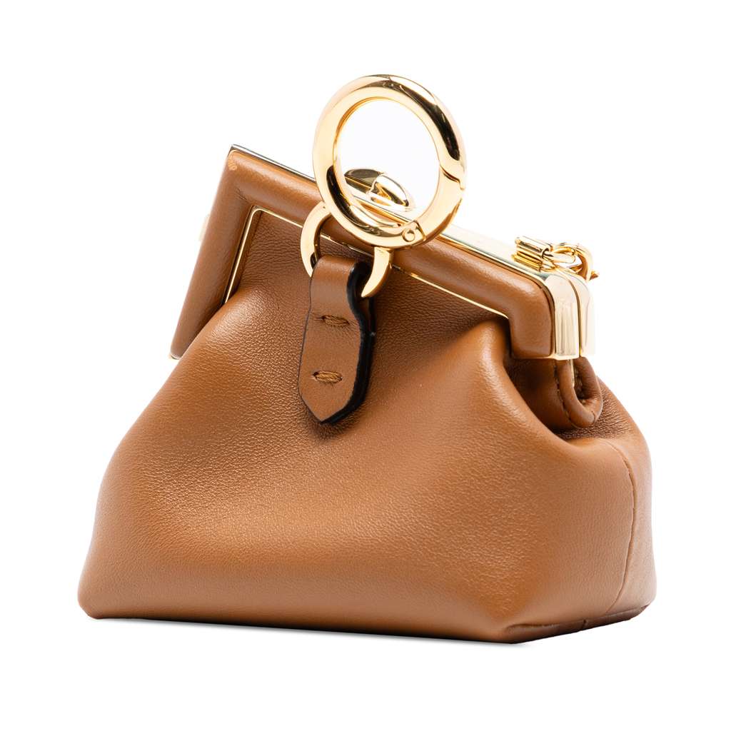 Fendi Nano Nappa Fendi First Charm Bag Brown Leather Good condition - Back View