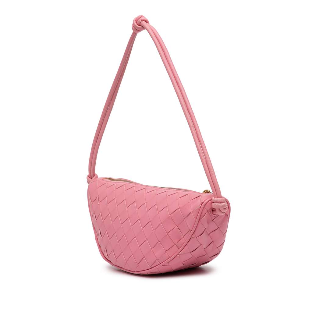 Bottega Veneta Nappa Intrecciato Half Moon Shoulder Bag Pink Leather Good condition - Back View