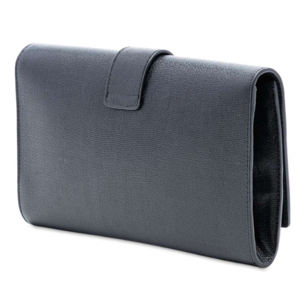 Saint Laurent Leather Chyc Ligne Clutch Black Leather Good condition - Back View