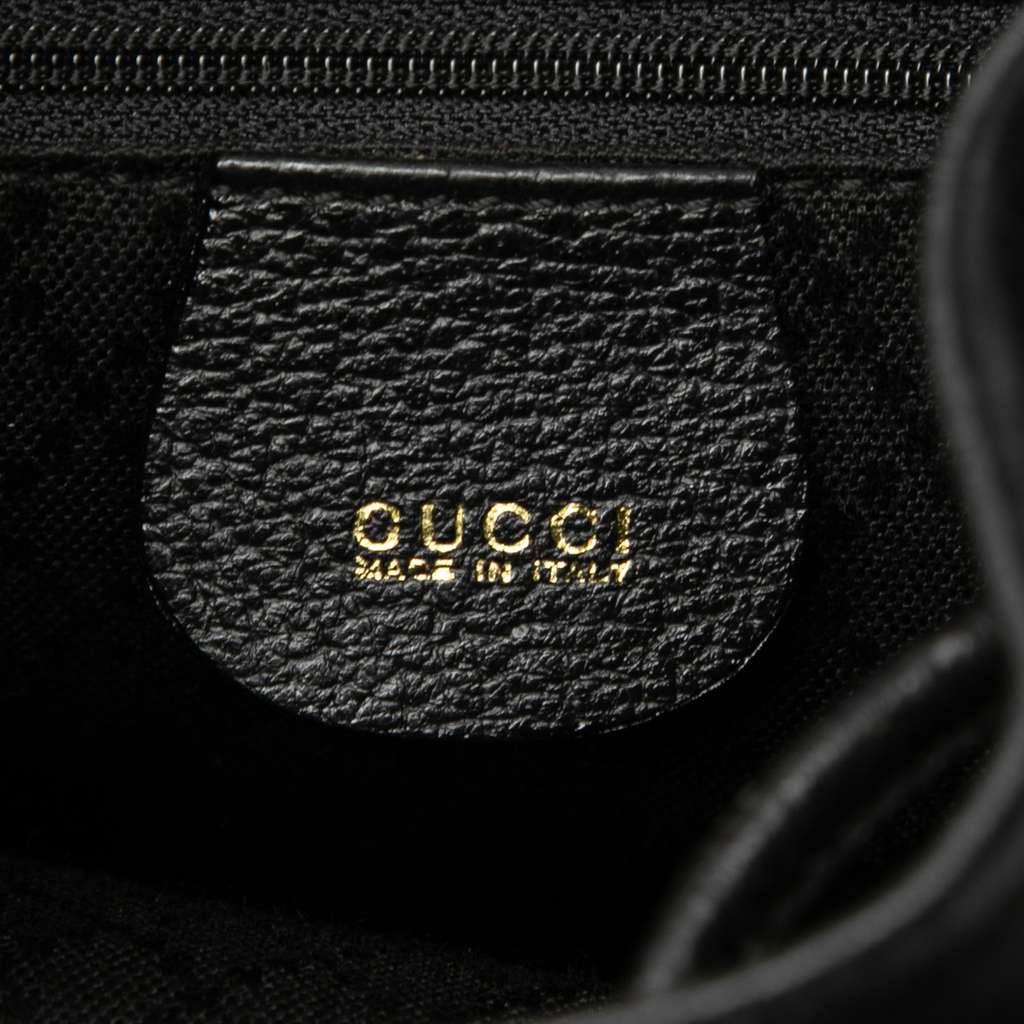 Gucci Suede Bamboo Backpack Black Leather Good condition - Box View