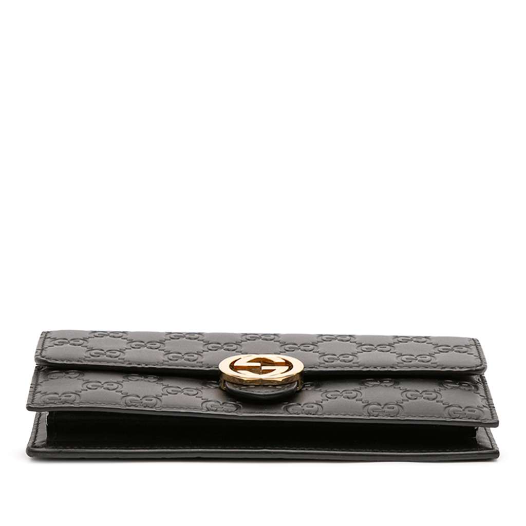 Gucci Guccissima Interlocking G Wallet On Chain Black Leather Good condition - Inside View