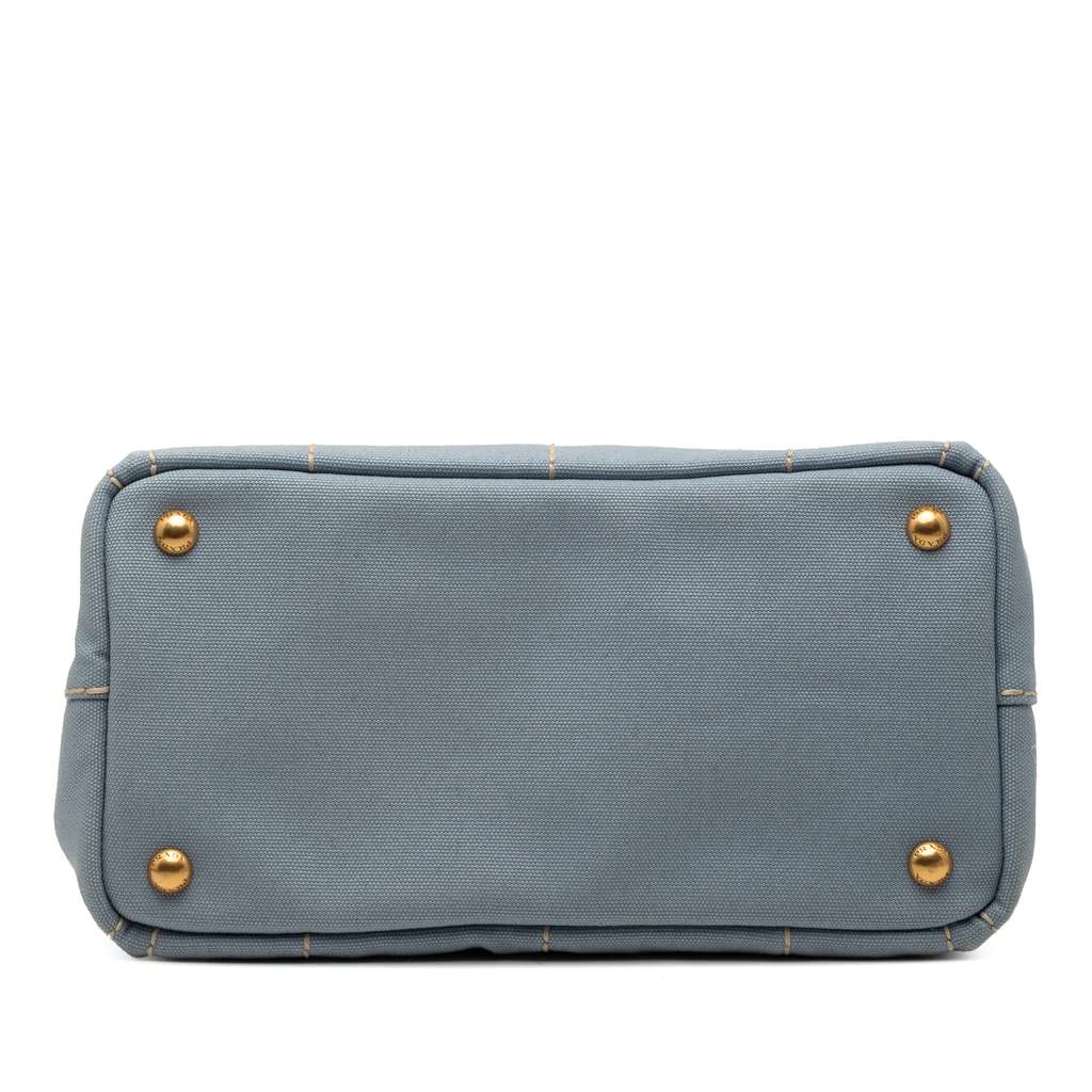 Prada Small Canvas Canapa Logo Satchel Blue Canvas Good condition - Inside View