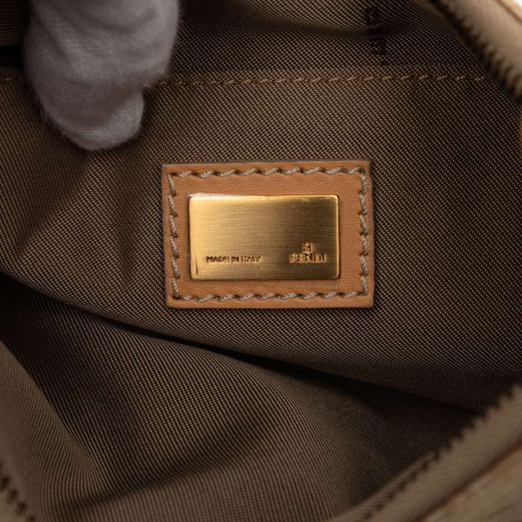 Fendi Zucchino Canvas Oyster Shoulder Bag Brown Canvas Good condition - Box View