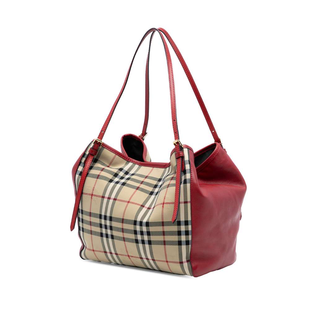 Burberry Small Haymarket Check Canvas and Leather Canterbury Tote Brown Canvas Good condition - Back View