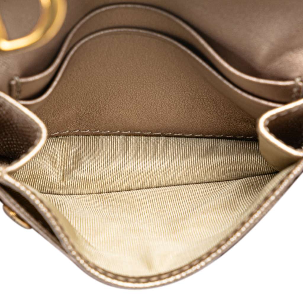 Dior Leather Saddle Card Holder Gold Leather Good condition - Model View
