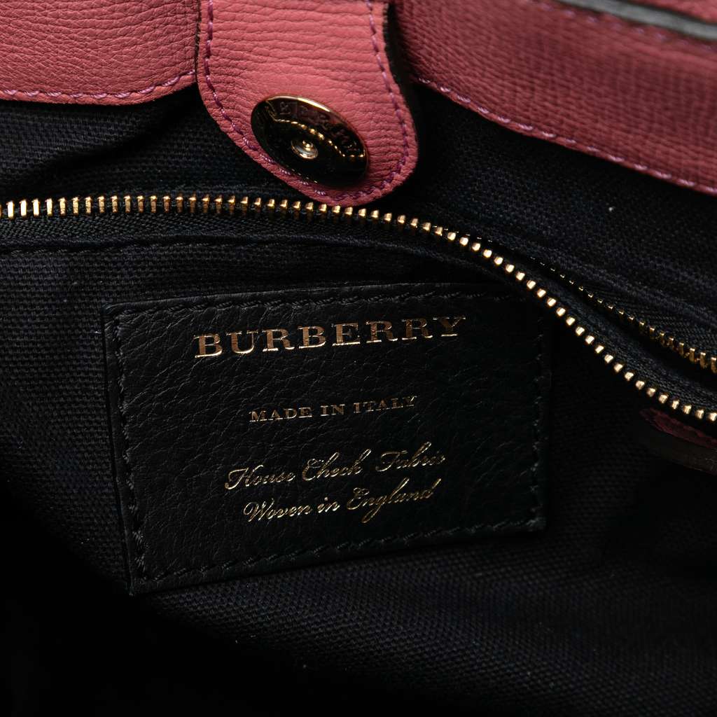 Burberry Small Grainy Calfskin and House Check Banner Satchel Pink Leather Good condition - Box View
