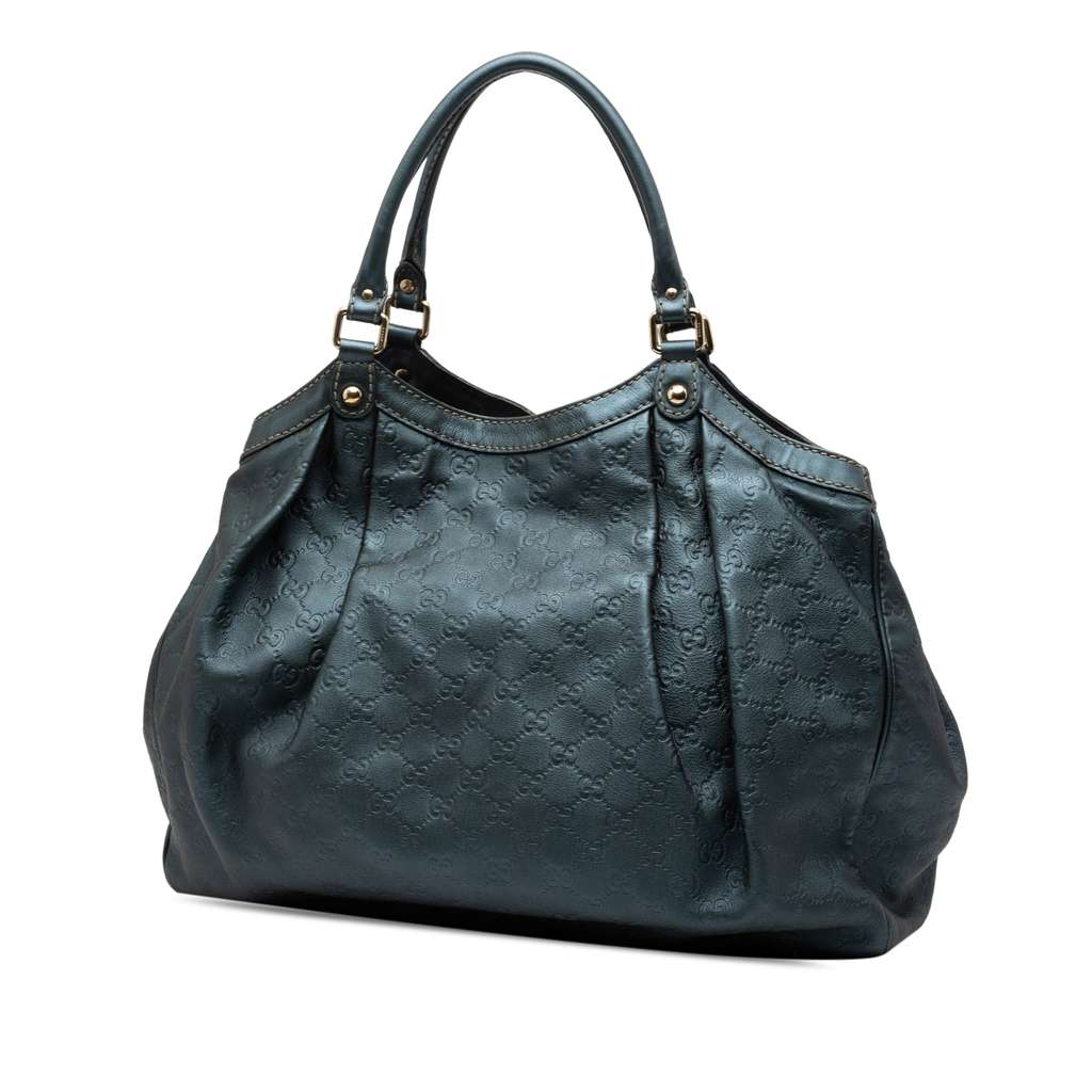 Gucci Large Guccissima Sukey Tote Green Leather Good condition - Back View