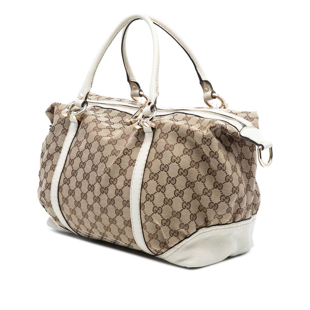 Gucci GG Canvas Horsebit Nail Boston Bag Brown Canvas Good condition - Back View