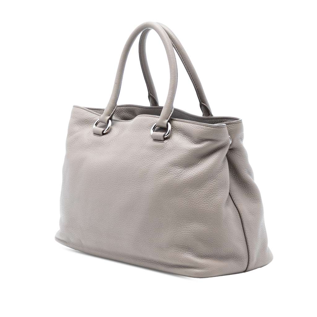 Prada Vitello Daino Open Convertible Tote Grey Leather Good condition - Back View
