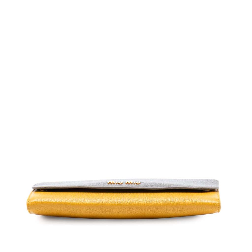 Miu Miu Bicolor Goatskin Madras Wallet on Chain Yellow Leather Good condition - Inside View