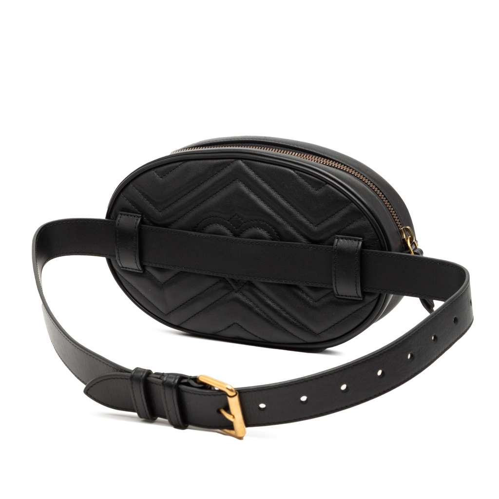 Gucci GG Marmont Matelasse Leather Belt Bag Black Leather Good condition - Back View