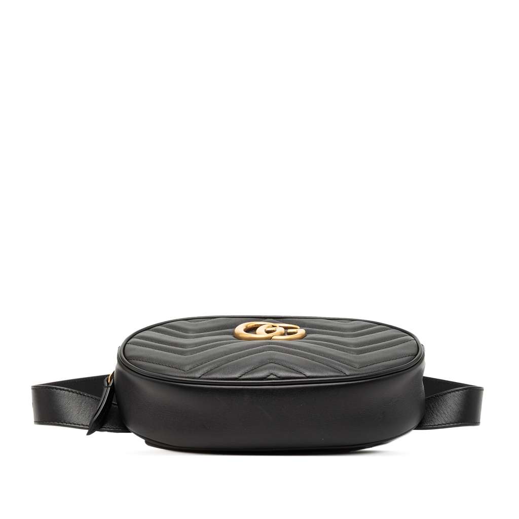 Gucci GG Marmont Matelasse Leather Belt Bag Black Leather Good condition - Inside View