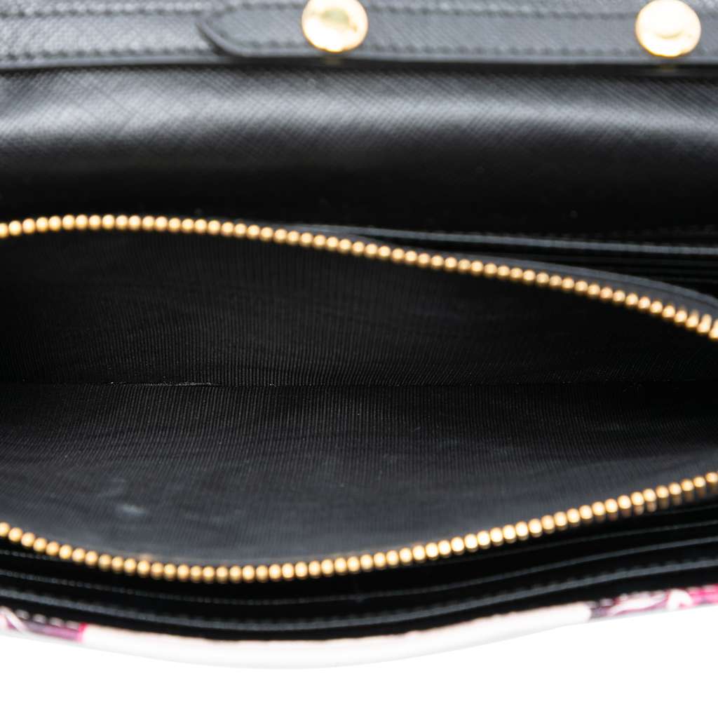 Prada Saffiano Floral Print Wallet on Strap Pink Leather Good condition - Model View