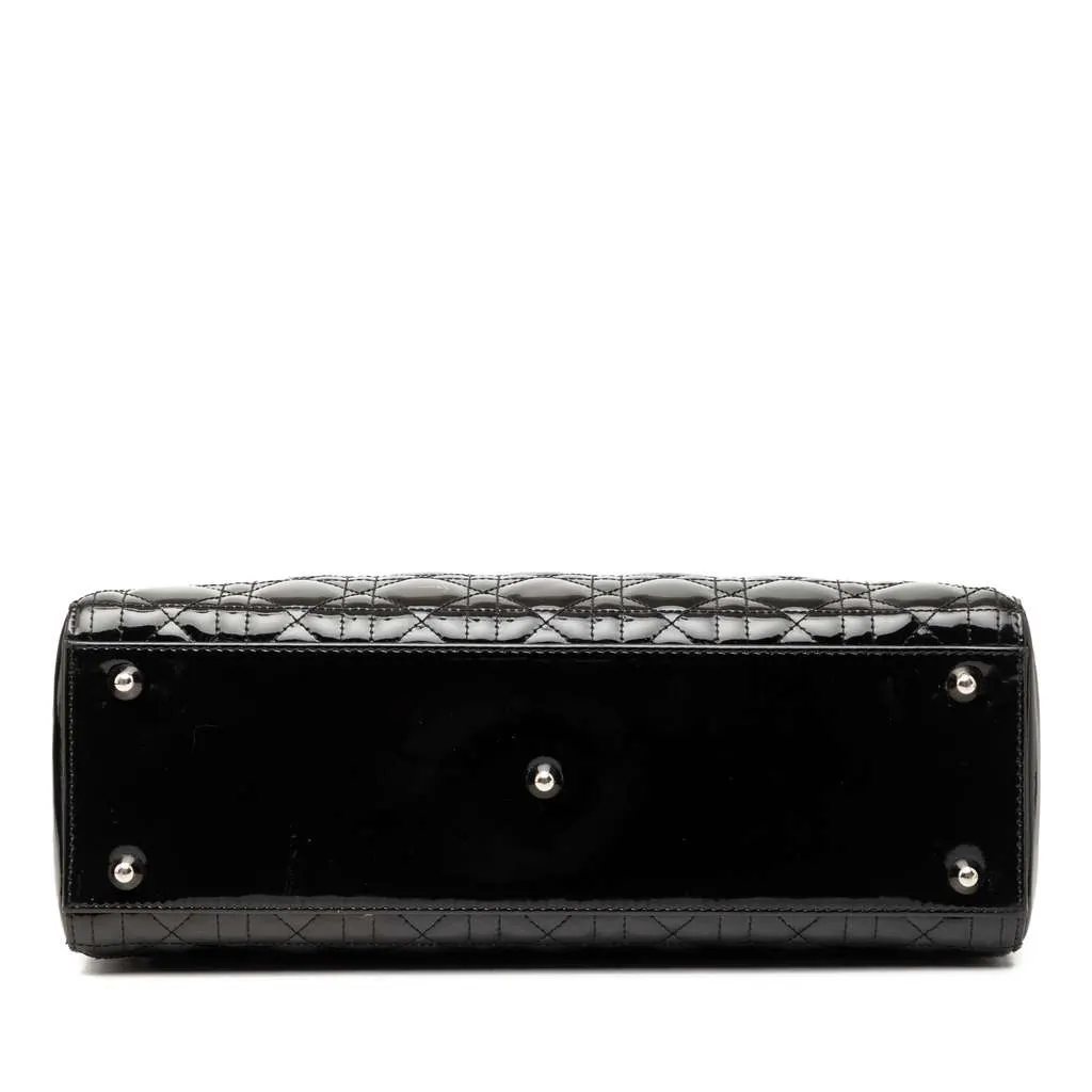Dior Large Patent Cannage Lady Dior Black Leather Good - Inside View