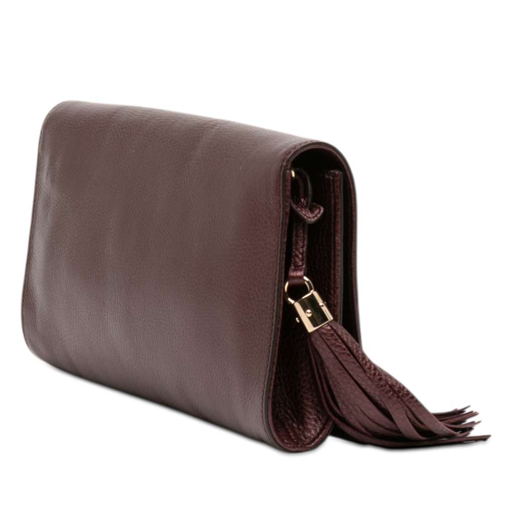 Gucci Metallic Leather Soho Disco Clutch Red Leather Good condition - Back View