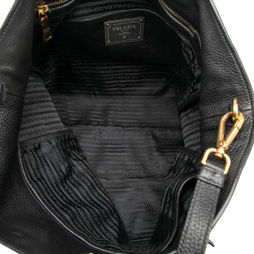 Prada Vitello Daino Open Convertible Tote Black Leather Good condition - Model View