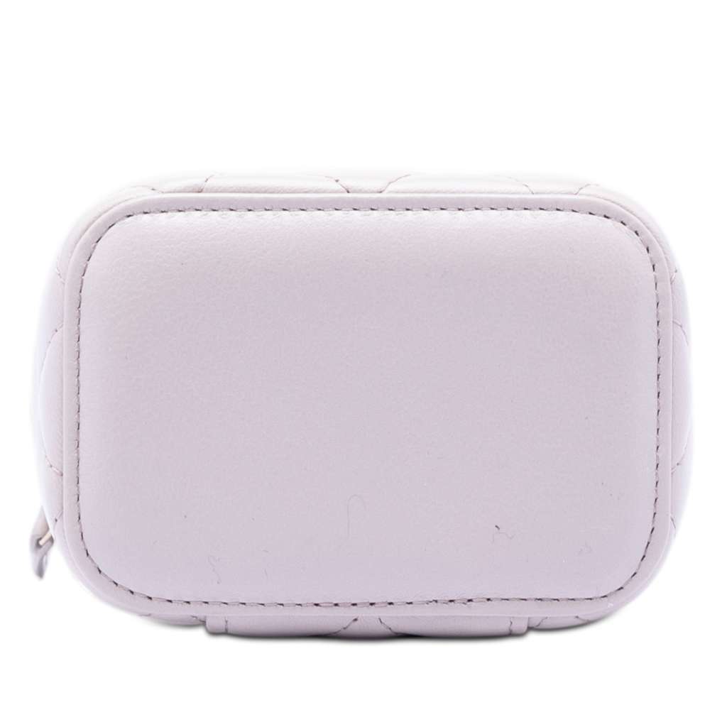 Chanel Mini Quilted Lambskin Pearl Crush Vanity Case With Chain Purple Leather Good condition - Inside View