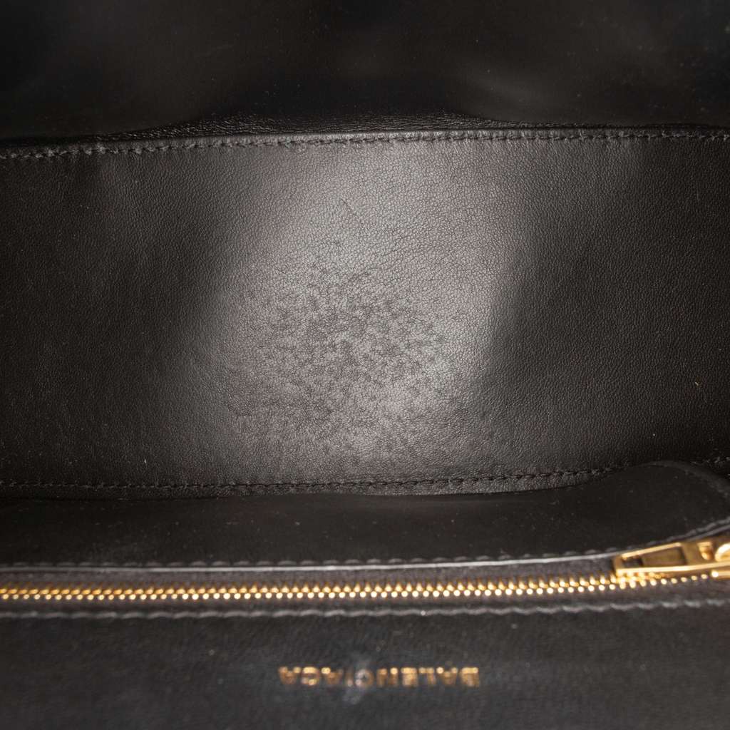 Balenciaga Small Shiny Box Calfskin Hourglass Top Handle Bag Black Leather Good condition - Model View