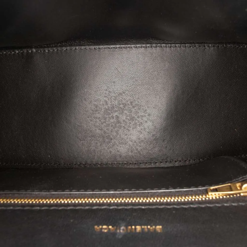 Balenciaga Small Shiny Box Calfskin Hourglass Top Handle Bag Black Leather Very good - Model View