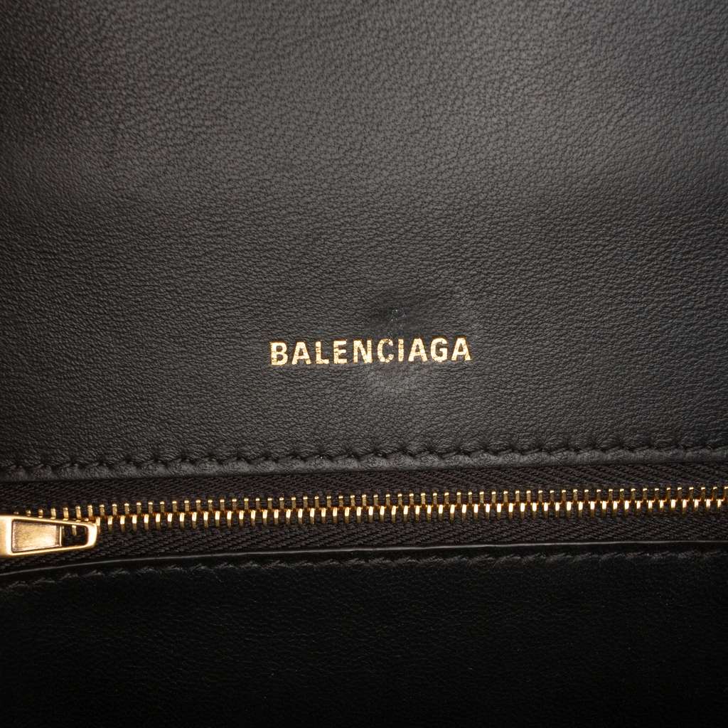 Balenciaga Small Shiny Box Calfskin Hourglass Top Handle Bag Black Leather Good condition - Box View