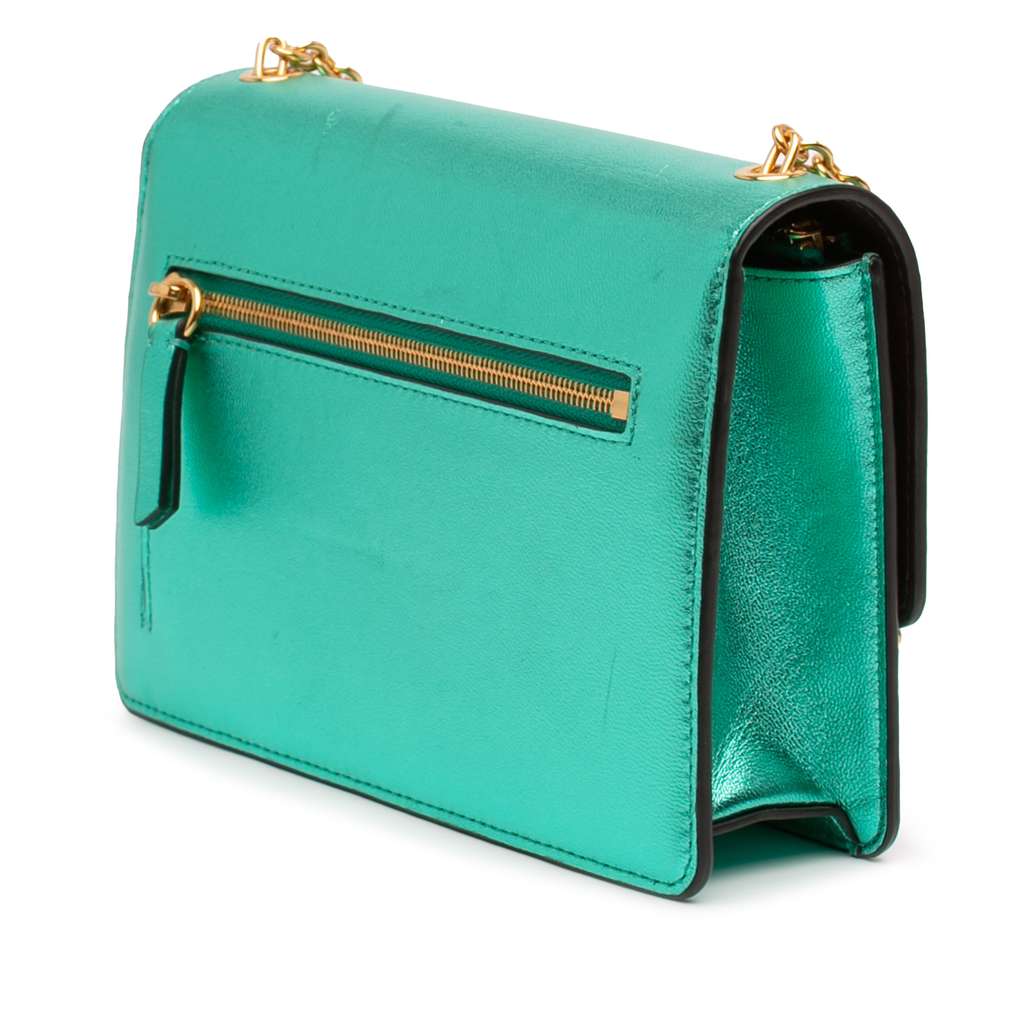 Mulberry Small Metallic Grained Calfskin Darley Crossbody Blue Leather Good condition - Back View