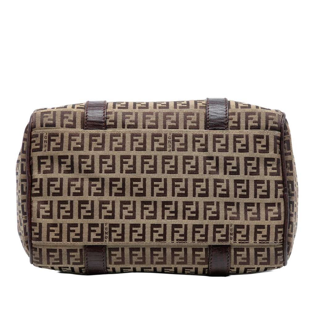 Fendi Small Zucchino Canvas Forever Bauletto Boston Bag Brown Canvas Good condition - Inside View