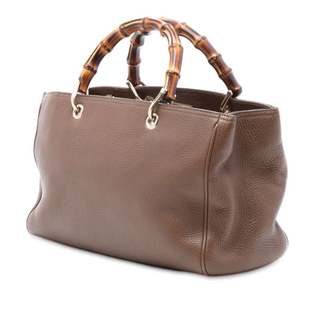 Gucci Medium Calfskin Bamboo Shopper Satchel Brown Leather Good condition - Back View