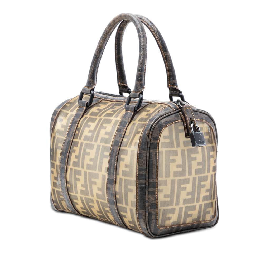 Fendi Zucca Mesh Boston Bag Brown Polyester Good condition - Back View