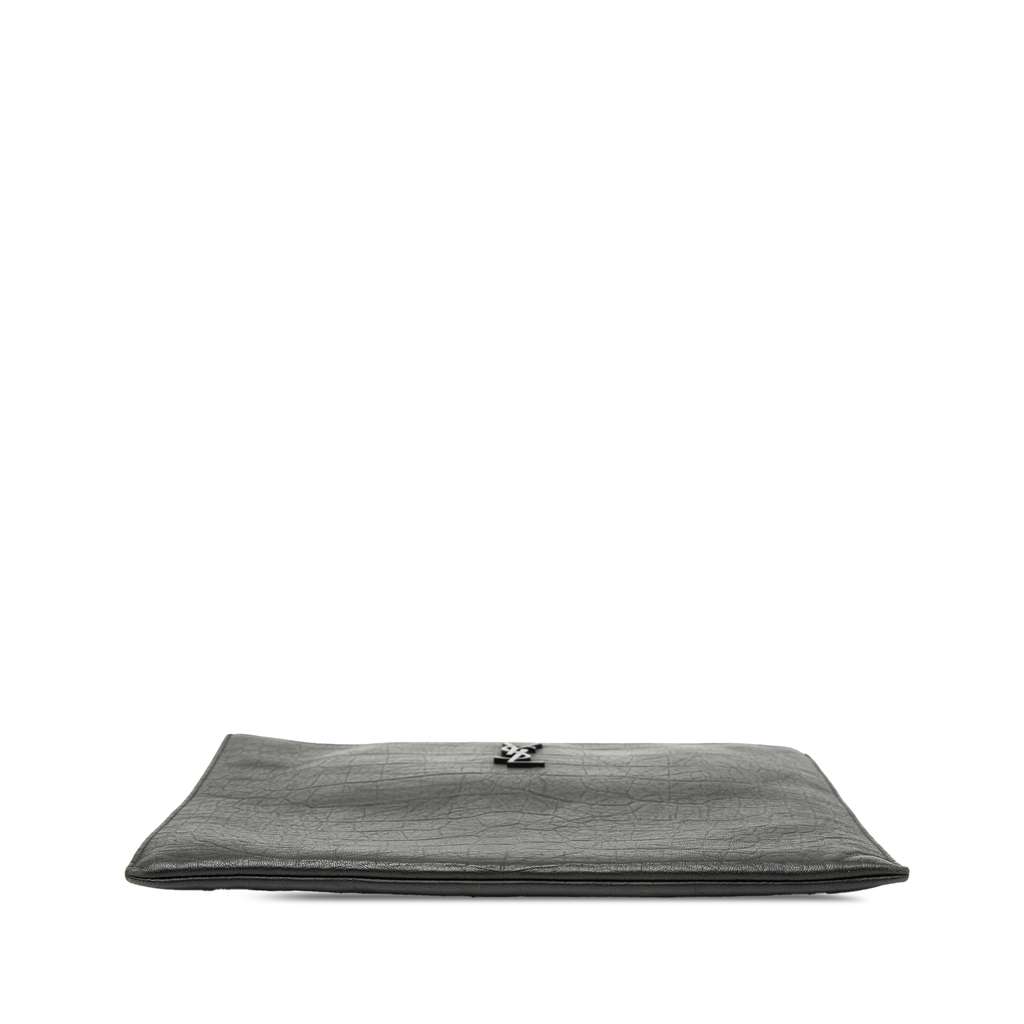 Saint Laurent Croc Embossed Leather Monogram Document Holder Black Leather Good condition - Inside View