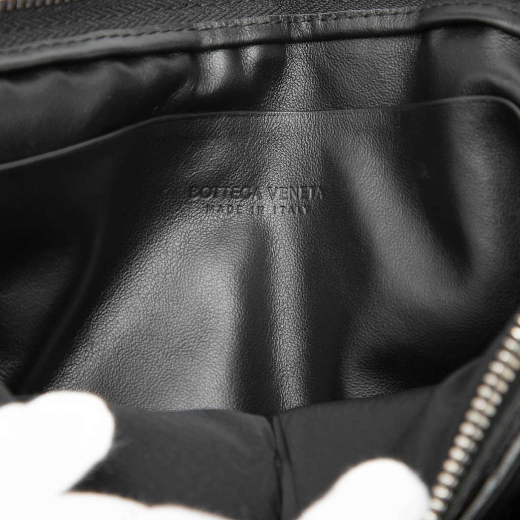Bottega Veneta Leather Intrecciato Padded Square Pouch Black Leather Good condition - Box View