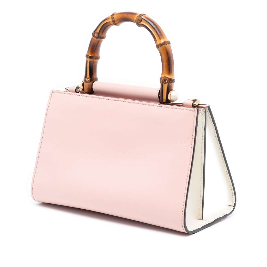 Gucci Mini Leather Bamboo Nymphaea Satchel Pink Leather Good condition - Back View